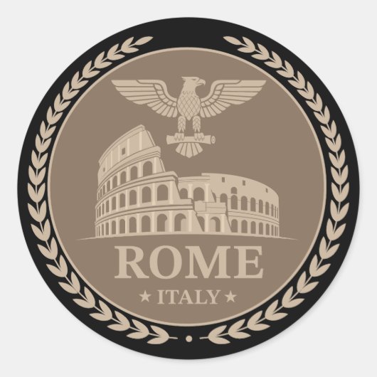 Rome Colosseum Italy Europe ラウンドシール (正面)