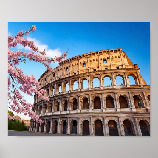 Rome Colosseum Italy Painted ポスター (正面)