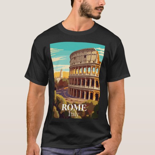 Rome Colosseum Italy Travel Illustration Tシャツ (正面)