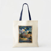 Rome Colosseum Itlay Landmark Retro Van Gogh Art トートバッグ (正面)