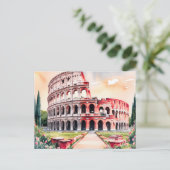 Rome Colosseum Watercolor Art ポストカード (スタンド正面)