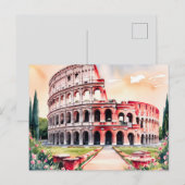 Rome Colosseum Watercolor Art ポストカード (正面/裏面)