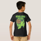 Rome-Dive Ptero Cute Dinosaur & Colosseum Travel A Tシャツ (裏面フル)
