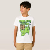 Rome-Dive Ptero Cute Dinosaur & Colosseum Travel A Tシャツ (正面フル)