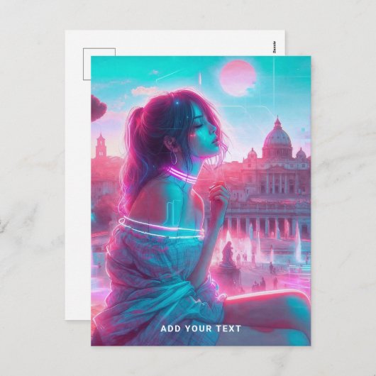 Rome | Ethereal Retrowave VaporWave Custom Text シーズンポストカード (正面/裏面)