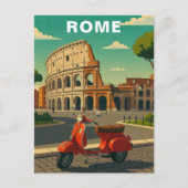 Rome Italy Ancient Colosseum & Vintage Scooter ポストカード (正面)