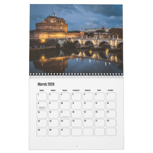 Rome-Italy Calendar カレンダー (3月 2026)