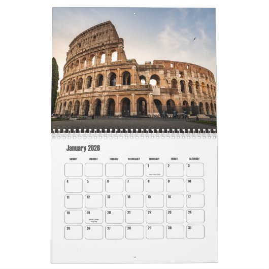 Rome-Italy Calendar カレンダー (1月 2026)