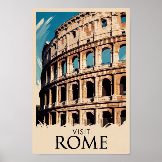 Rome Italy Colosseum Illustration Travel Art ポスター (正面)