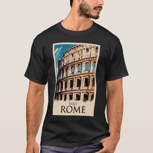 Rome Italy Colosseum Illustration Travel Art Tシャツ (正面)