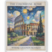 Rome Italy Colosseum Travel Van Gogh Starry Night シール (正面)