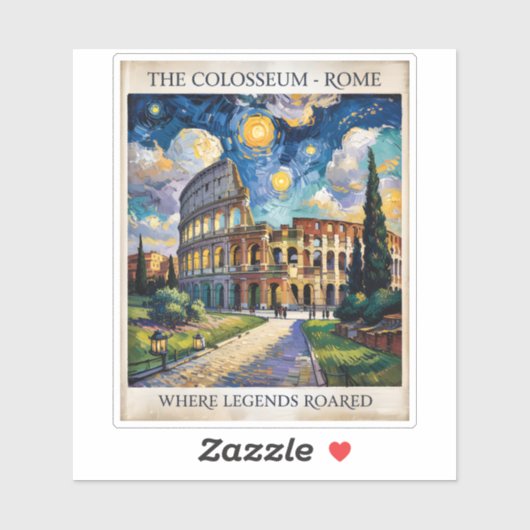 Rome Italy Colosseum Travel Van Gogh Starry Night シール (シート)