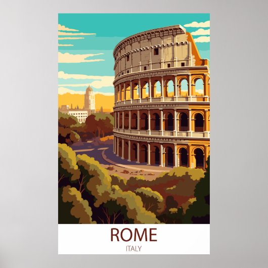 Rome Italy Colosseum Travel Wall Poster ポスター (正面)
