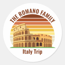 Rome Italy Family Trip Colosseum Sunset Custom ラウンドシール