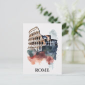 Rome Italy Italian Colosseum Watercolor Travel ポストカード (スタンド正面)