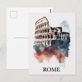 Rome Italy Italian Colosseum Watercolor Travel ポストカード (正面/裏面)