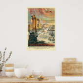 Rome Italy Paris Lyon Mediterrannee Vintage Travel ポスター (キッチン)