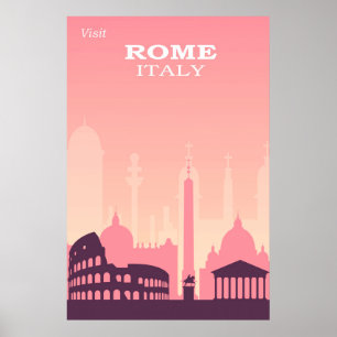 Rome Italy Pink Vintage Travel ポスター