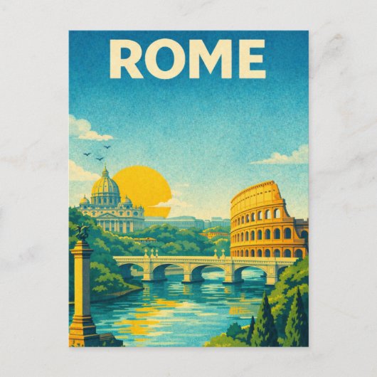 Rome Italy Retro Travel Postcard ポストカード (正面)