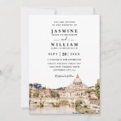 ROME Italy Skyline Destination QR Code Wedding 招待状 (正面)