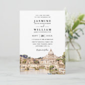ROME Italy Skyline Destination QR Code Wedding 招待状 (スタンド正面)