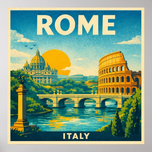 Rome Italy Vintage Travel Poster ポスター (正面)