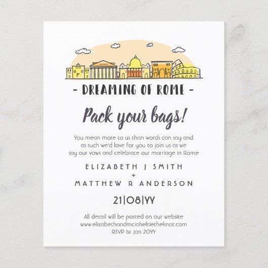 ROME Skylineの手結婚引き予算招待状 (正面)