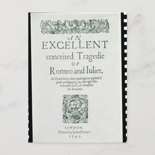 「Romeo and Juliet」のタイトルページ ポストカード (正面)