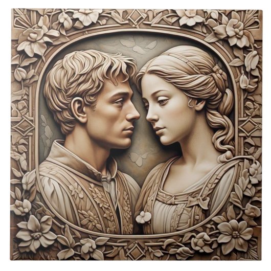 Romeo And Juliet – 美術工芸品セラミックタイル タイル (正面)