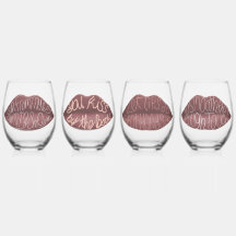 Romeo and Juliet lips kiss quotes glasses set