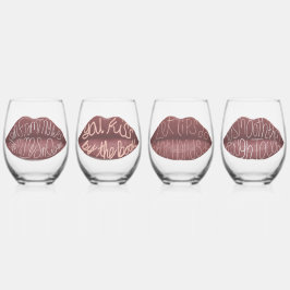 Romeo and Juliet lips kiss quotes glasses set ステムなしワイングラス