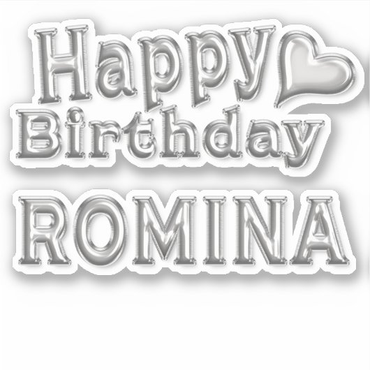 Romina Happy Birthday silver Aufkleber Sticker シール (正面)