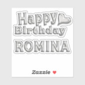 Romina Happy Birthday silver Aufkleber Sticker シール (シート)