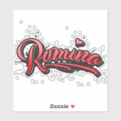 Romina red Heart Graffiti Aufkleber Sticker シール (シート)