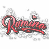 Romina red Heart Graffiti Aufkleber Sticker シール (正面)
