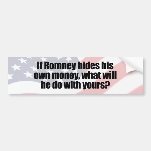 ROMNEYが彼自身のMONEY.pngを隠せば バンパーステッカー (正面)
