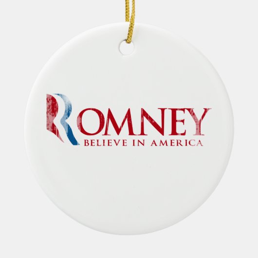 Romneyは-アメリカで信じて下さい(赤い) セラミックオーナメント (正面)