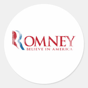 Romneyは-アメリカで信じて下さい(赤い) ラウンドシール