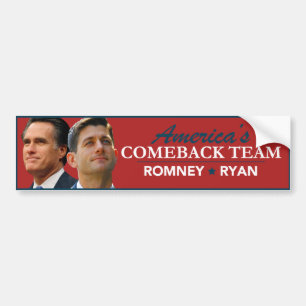 Romneyライアンのポートレートアメリカのカムバックのチーム赤 バンパーステッカー