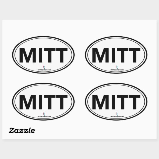 Romneyライアンのミットの楕円形のステッカー(白/黒) 楕円形シール (シート)