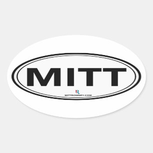 Romneyライアンのミットの楕円形のステッカー(白/黒) 楕円形シール