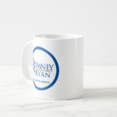 Romneyライアンはアメリカの円形の青いボーダーで信じます コーヒーマグカップ (正面左)