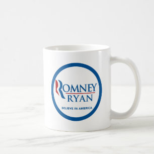 Romneyライアンはアメリカの円形の青いボーダーで信じます コーヒーマグカップ