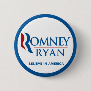 Romneyライアンはアメリカの円形の青いボーダーで信じます 缶バッジ
