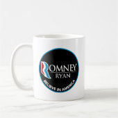 Romneyライアンはアメリカの円形の黒で信じます コーヒーマグカップ (左)