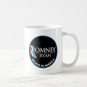 Romneyライアンはアメリカの円形の黒で信じます コーヒーマグカップ