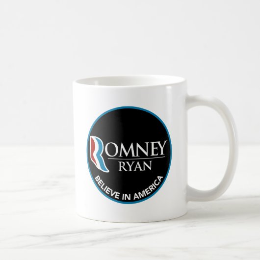 Romneyライアンはアメリカの円形の黒で信じます コーヒーマグカップ (右)