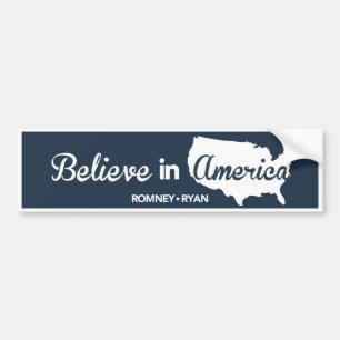 Romneyライアンはアメリカの濃紺のバンパーで信じます バンパーステッカー