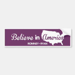 Romneyライアンはアメリカの紫色のバンパーで信じます バンパーステッカー