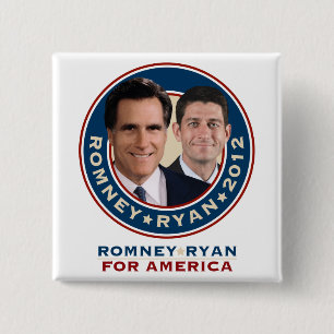 Romneyライアン2012の正方形のキャンペーンボタン 缶バッジ
